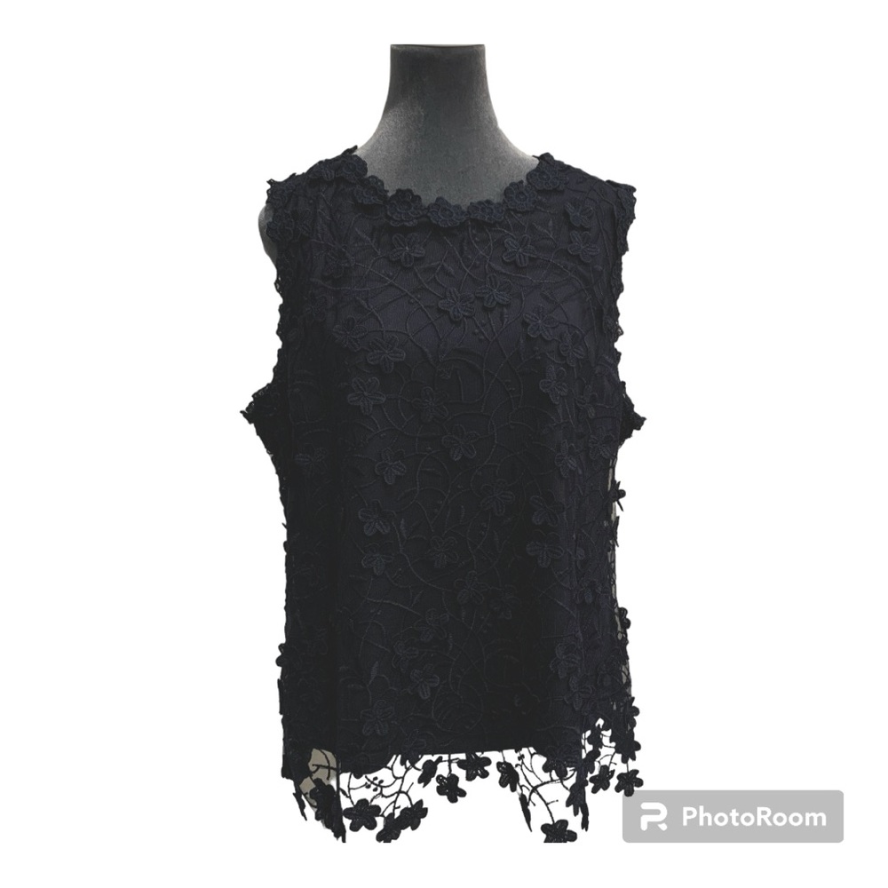 SALE 2/$15 or 3/$20! Lacy Dark Blue Sleeveless Top by Adiva! SZ/XL